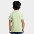 Boys Green Cotton Polo Neck Striped T-Shirt, Light Green, small