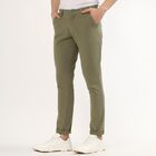 Men's Light Green Slim Fit Casual Trousers, हल्का हरा, small