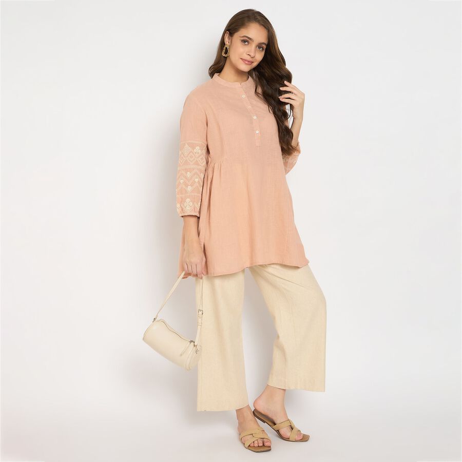 Ladies' 100% Cotton Kurti, Peach, large image number null