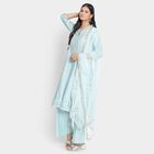 Ladies' Kurta Pyjama Set with Dupatta, हल्का नीला, small image number null