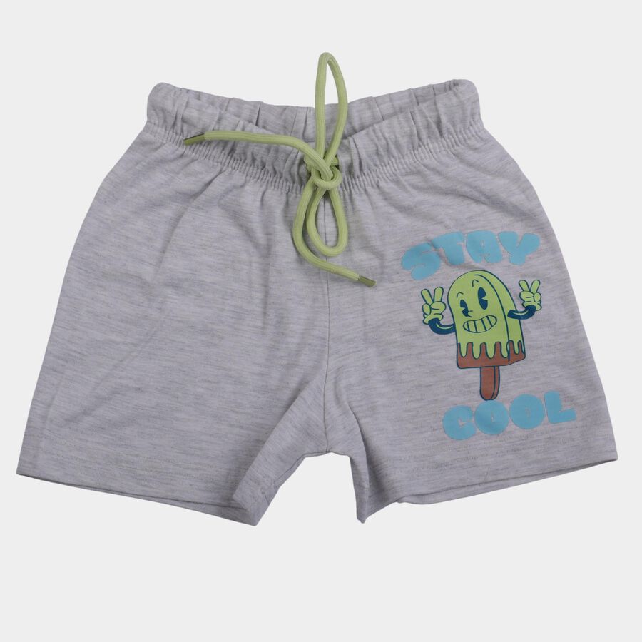 Boys Light Grey Regular Fit Casual Bermuda Shorts, Melange Light Grey, large