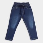 Boys' Stonewashed Blue Regular Fit Elasticated Jeans, मध्यम नीला, small image number null