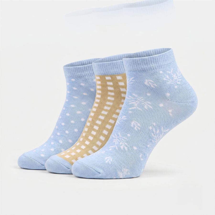 Women's Assorted Regular Fit Printed Pack of 3 Socks, चुनिंदा, large