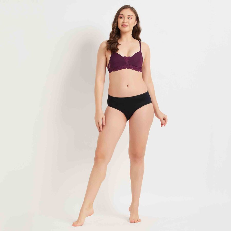 Half Lace Padded Bra, Purple, large image number null