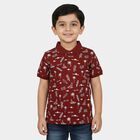Boys Maroon Cotton Polo Neck Casual Boys T-Shirt, Maroon, small