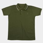 Boys Olive Green Solid Half Sleeve Boys T-Shirt, ओलिव, small