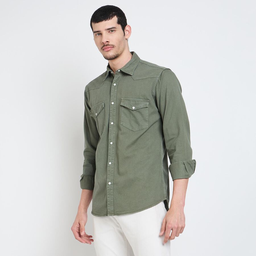 Men's 100% Cotton Casual Shirt , Light Green, large image number null
