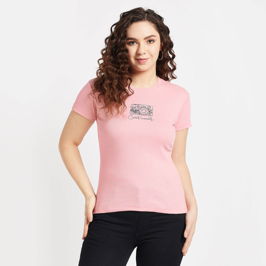 Round Neck T-Shirt, Pink, large image number null