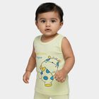 Infants Yellow Cotton Round Neck Casual Vest, Yellow, small