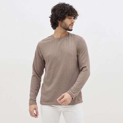 Men's Muted Taupe Brown Crew Neck Casual T-Shirt