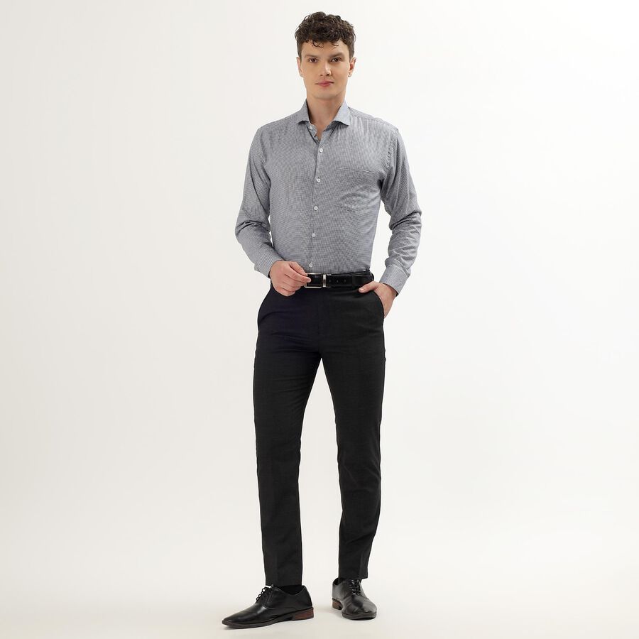 Men's 100% Cotton Cut Away Collar Formal Shirt, Navy Blue, large image number null