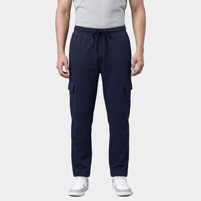 Men's Navy Blue Slim Fit Side-Striped Track Pants