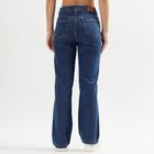 Ladies' Stonewashed Blue Wide Leg High Rise Jeans, Mid Blue, small image number null