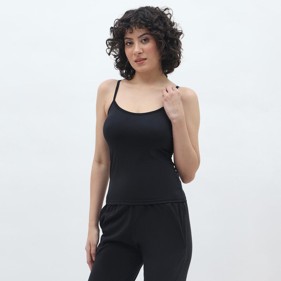 Women's Jet Black Scoop Neck Minimalist Slip, Black, large