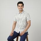 Men's Grey Cotton Half Sleeves Spread Collar Regular Fit Casual Shirt, हल्का ग्रे, small