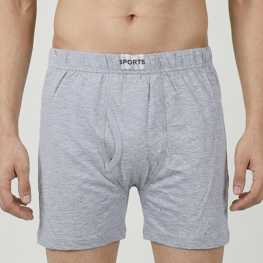 Men's Grey Regular Fit Trunks, मिश्रित हल्का ग्रे, large