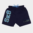 Boys' Navy Blue Regular Fit Skater Print Bermuda Shorts, नेवी ब्लू, small