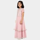 Girls' Soft Pink Embroidered Top and Skirt Fusion Set with Dupatta, Light Pink, small image number null
