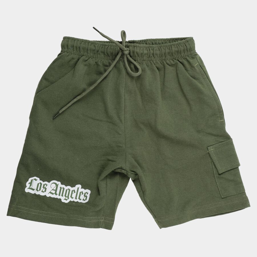 Boys' Olive Regular Fit Drawstring Bermuda Shorts, Olive, large