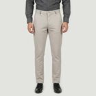 Men's Silver Slim Fit Flat-Front Trousers, सिल्वर, small