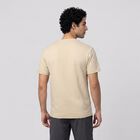 Men Beige Round Neck Regular T-Shirt, गहरा पीला, small