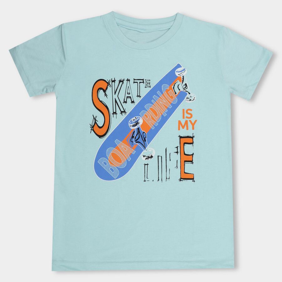 Boys' Half Sleeves T-Shirt , एक्वा, large image number null