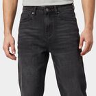 Men's Black Straight Fit Faded Jeans, काला, small