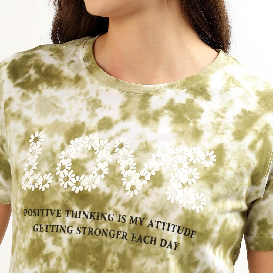 Ladies' Round Neck T-Shirt, हल्का हरा, large