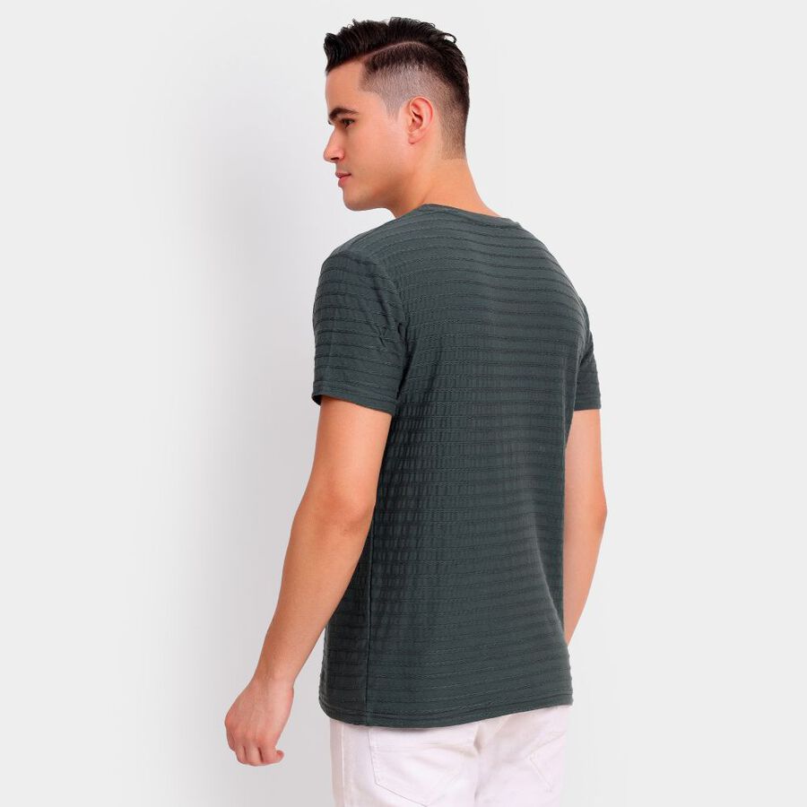 Men's Round Neck Half Sleeves T-Shirt, गहरा हरा, large image number null