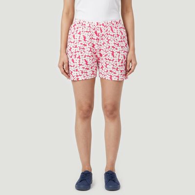 Women's Pink Regular Fit Floral Printed Shorts