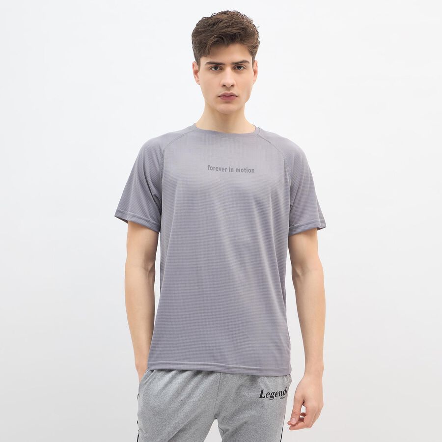 Men's Dark Grey Crew Neck Athleisure Drifit T-Shirt, गहरा ग्रे, large