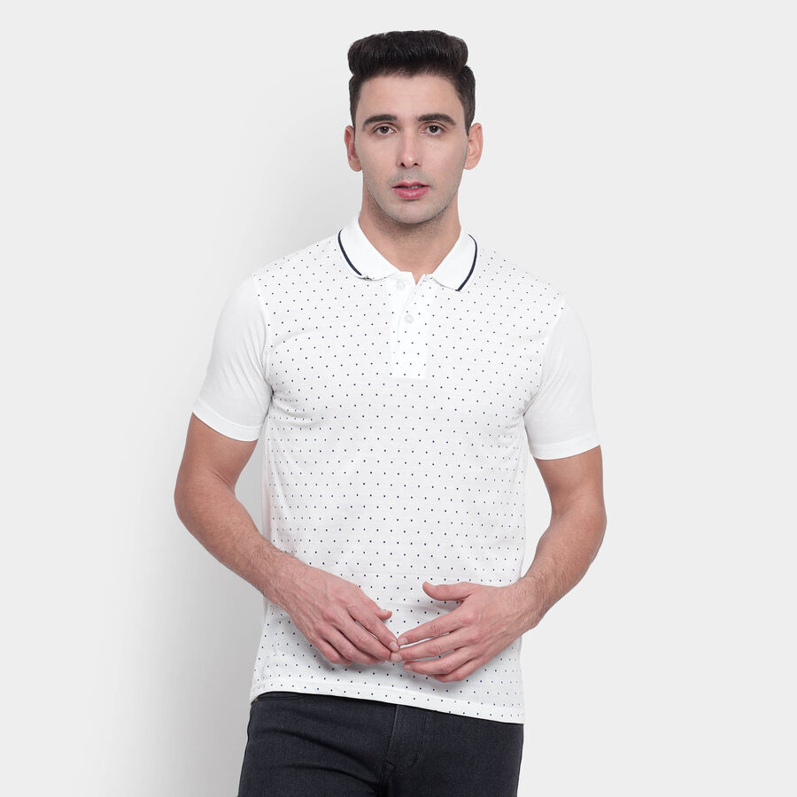 Printed Polo Shirt, Off White, large image number null