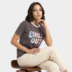 Women's Charcoal Round Neck Regular T-Shirt, Dark Grey, small