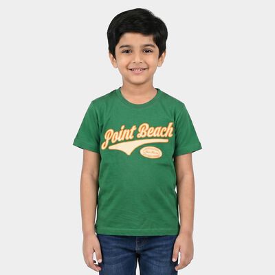 Boys Green Crew Neck Regular Boys T-Shirt