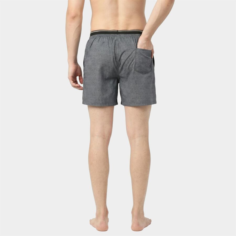 Men's Mid Blue Relaxed Fit Printed Boxers, मध्यम नीला, large