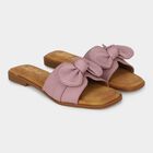 Women's Purple Bow Slip-On Slide Sandals, Purple, small