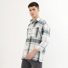 Men's Dark Forest Green and White Plaid Classic Casual Shirt, Dark Green, small