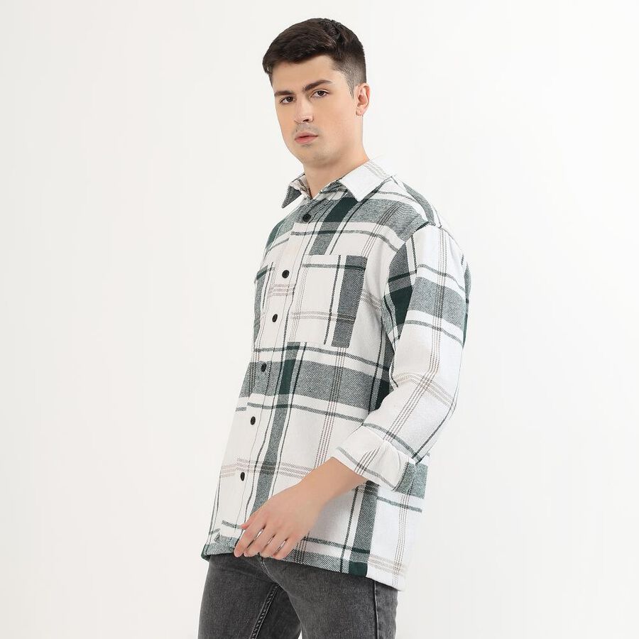 Men's Dark Forest Green and White Plaid Classic Casual Shirt, Dark Green, large