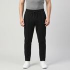 Men's Black Slim Fit Drawstring Waist Track Pants, काला, small