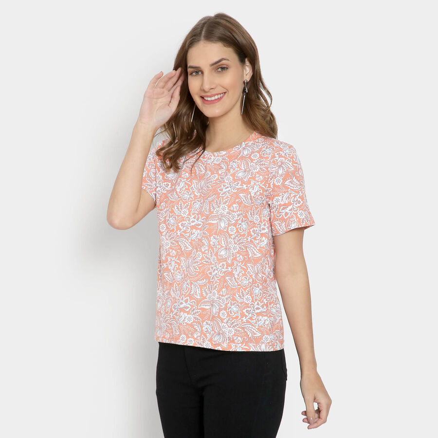 Round Neck T-Shirt, Coral, large image number null