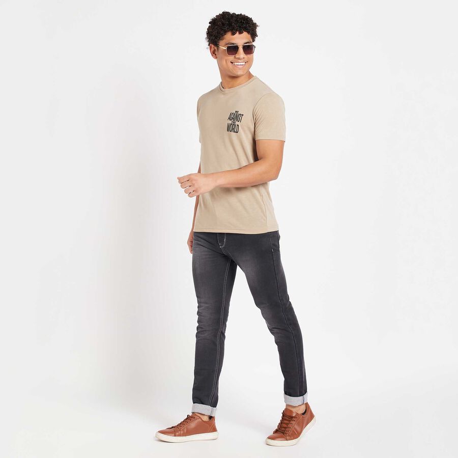 Round Neck T-Shirt, Beige, large image number null