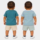 Infants Teal Cotton Round Neck Regular T-Shirt, टील ब्लू, small