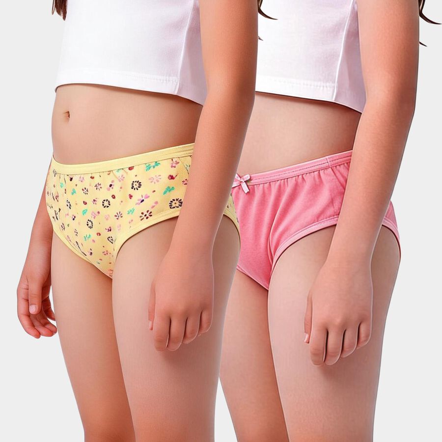 Girls Yellow Regular Fit Printed Panty, पीला, large