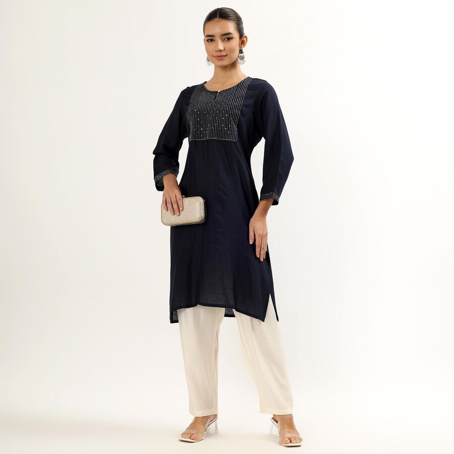 Ladies' Kurta, Navy Blue, large image number null