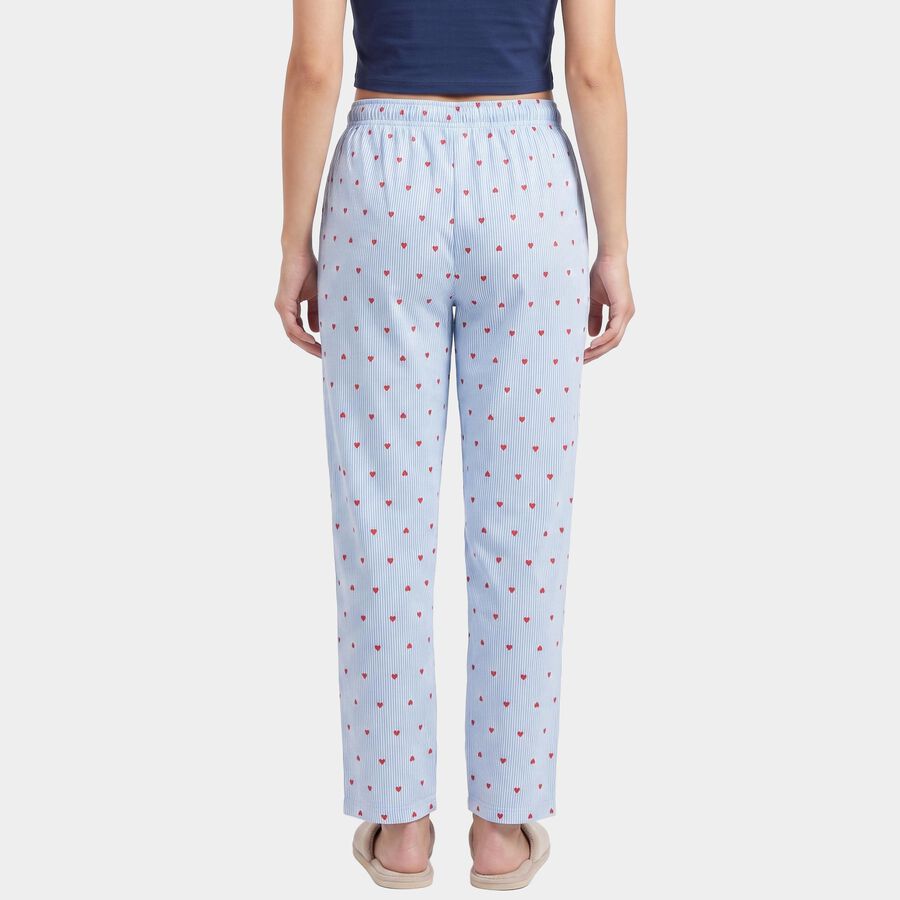Women's Light Blue Straight Fit Heart Printed Pyjama, Light Blue, large
