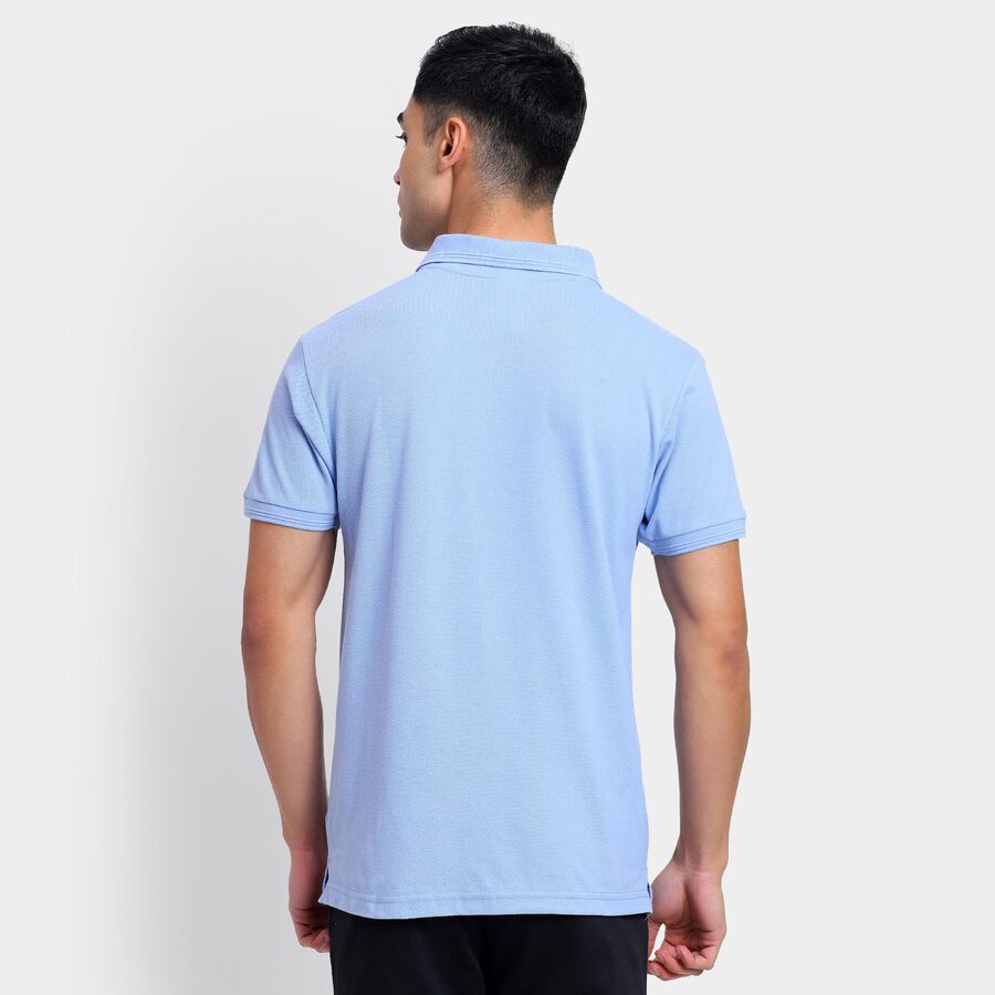 Men's Collared Half Sleeves T-Shirt , हल्का नीला, large