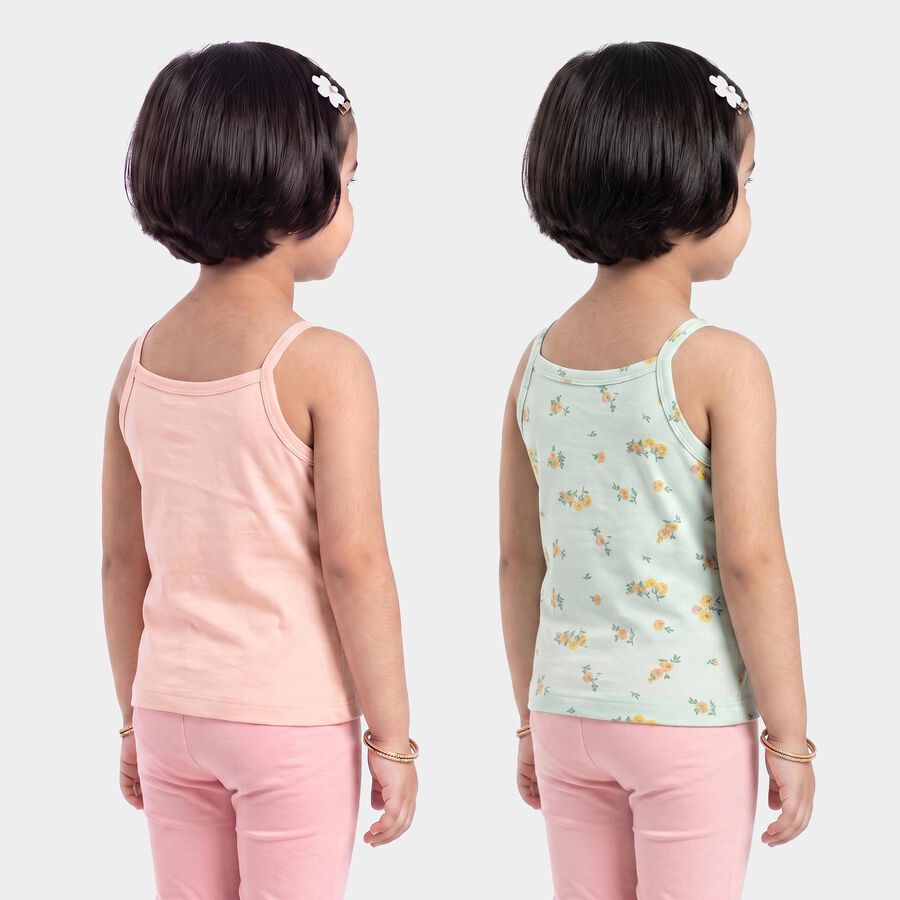 Girls' Mint Green Cotton Round Neck Quilted Vest, Light Green, large
