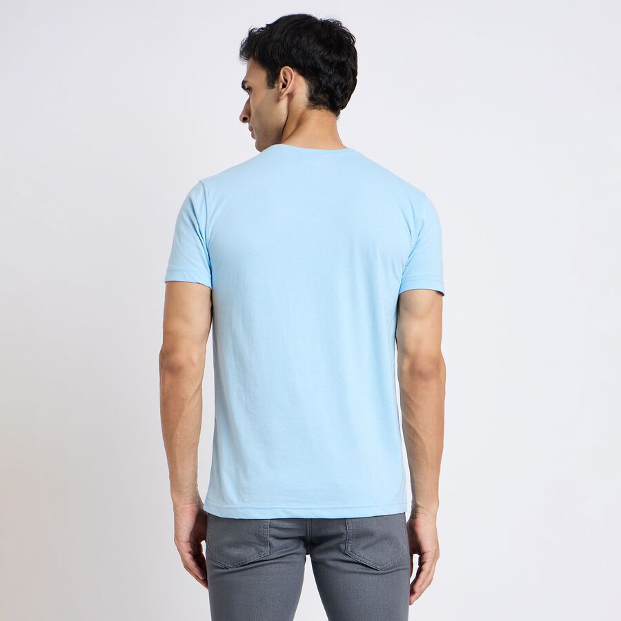 Men's Round Neck Half Sleeves T-Shirt, Sky Blue, large image number null