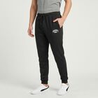 Men's Black Jogger Fit Logo Print Pyjama, काला, small