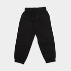 Boys' Black Drawstring Jogger Trousers, काला, small